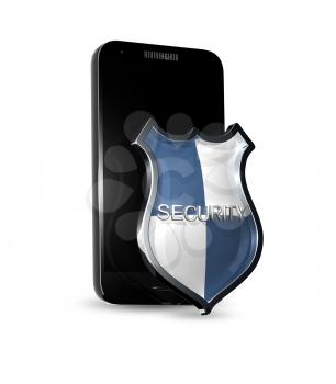 Royalty Free Clipart Image of a Cellphone and Badge