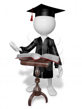 Royalty Free Clipart Image of a Graduate Reading