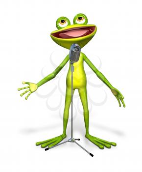 Royalty Free Clipart Image of a Frog Performing