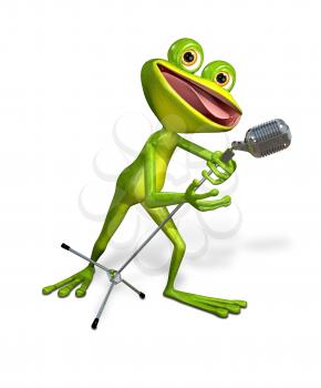 Royalty Free Clipart Image of a Frog Singing