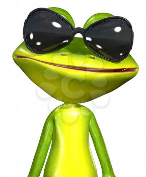 Royalty Free Clipart Image of a Frog Wearing Sunglasses
