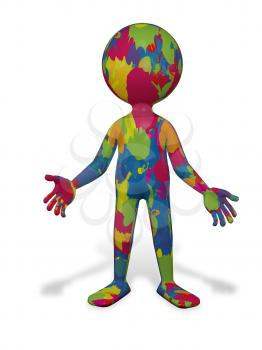Royalty Free Clipart Image of a Person Covered in Paint