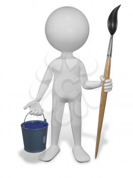 Royalty Free Clipart Image of a Person Holding a Paint Brush