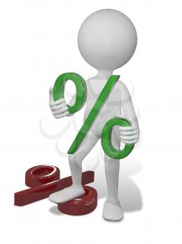 Royalty Free Clipart Image of a Person Holding a Percent Sign