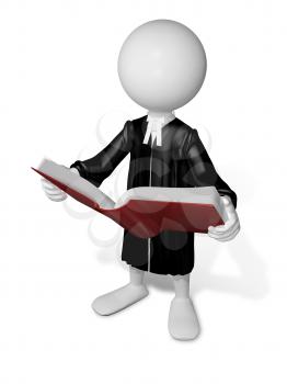 Royalty Free Clipart Image of a Lawyer Reading a Book