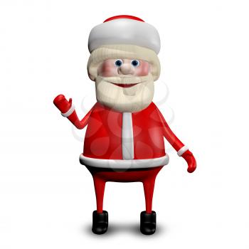 3D Illustration Jolly Santa Claus on a White Background