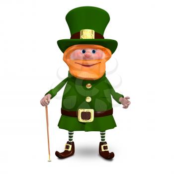 3D Illustration of Saint Patrick with a Cane