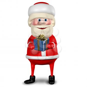 3D Illustration of Santa Claus with Gifts on a White Background