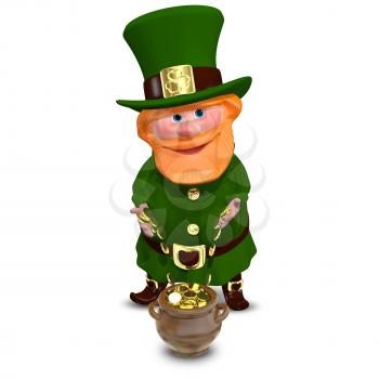 3D Illustration of a Saint Patrick with Gold Coins