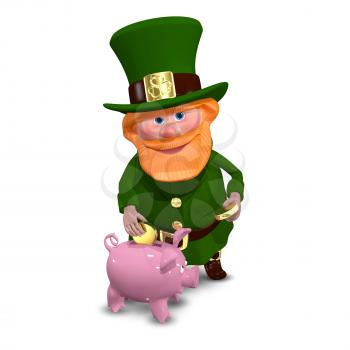 3D Illustration of a Saint Patrick with Piggy Bank