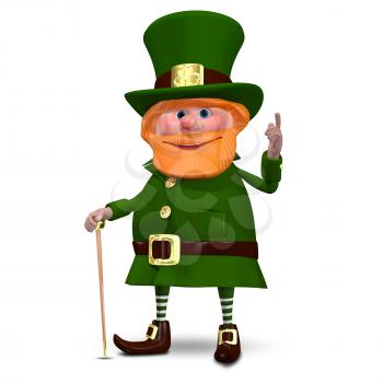3D Illustration of Saint Patrick with a Cane