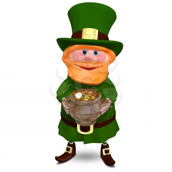 3D Illustration of a Saint Patrick with a Pot of Gold