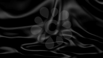 3D Illustration Abstract Black Background Silk Cloth