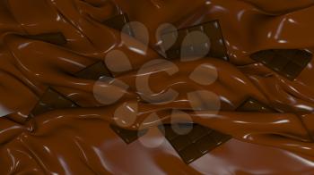 3D Illustration Abstract Chocolate Background with Glare
