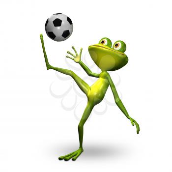 3d Illustration Green Frog with Soccer Ball