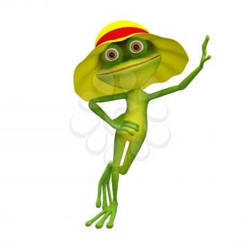 3D Illustration of the Frog in Yellow Panama on a White Background