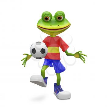 3D Illustration Frog Football Player on a White Background