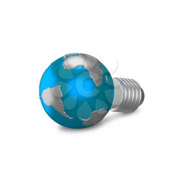 3D Illustration Light Bulb Globe on a White Background
