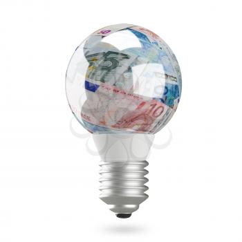 3D Illustration of a Lamp with Euro on a White Background