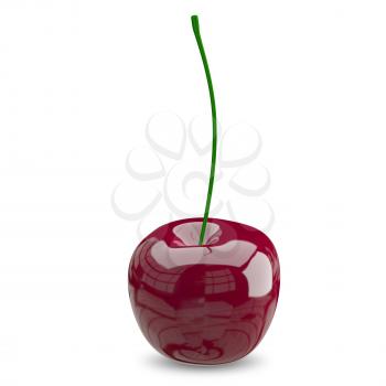 3D Illustration of a Ripe Cherry on a White Background