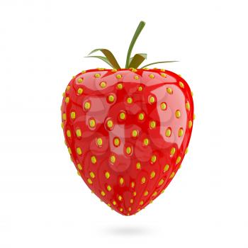 3D Illustration Red Strawberry on a White Background