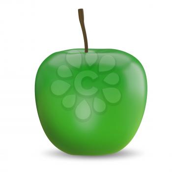 3D Illustration of a Green Apple on a White Background