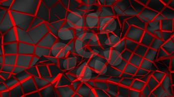 3D Illustration Abstract Black Background with Glare and with the Red