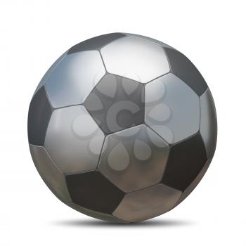 3D Illustration Metal Soccer Ball on a White Background