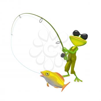 3D Illustration of a Fisherman Frog on a White Background
