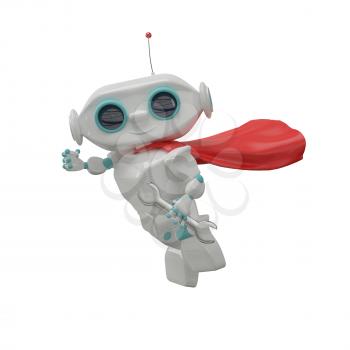 3D Illustration Super Little Robot on a White Background