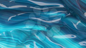 3D Illustration Blue Abstract Texture Wavy Material
