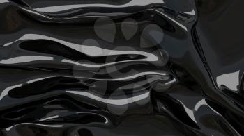 3D Illustration Black Abstract Texture Wavy Material