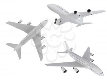Royalty Free Clipart Image of Three Airplanes
