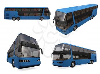 Royalty Free Clipart Image of a Bunch of Buses