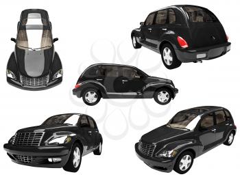 Royalty Free Clipart Image of a Bunch of PT Cruisers