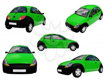 Royalty Free Clipart Image of Green Cars