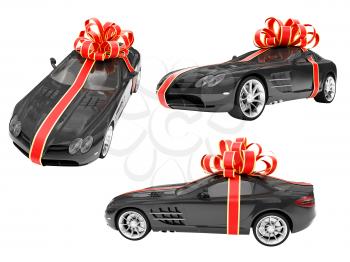 Royalty Free Clipart Image of Cars in Bows