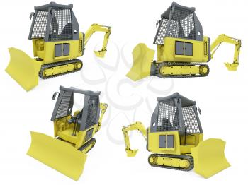 Royalty Free Clipart Image of a Bunch of Construction Vehicles