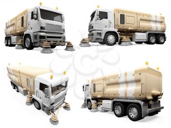 Royalty Free Clipart Image of Construction Trucks