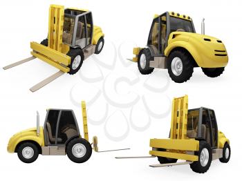 Royalty Free Clipart Image of Forklifts