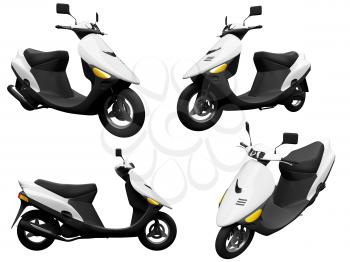 Royalty Free Clipart Image of a Bunch of Scooters