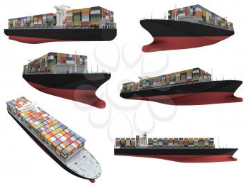 Royalty Free Clipart Image of a Collage of Ships