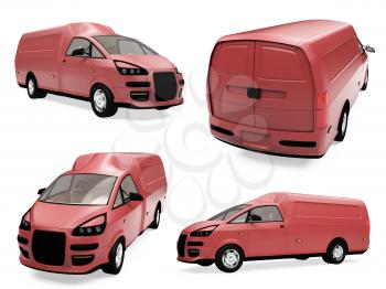 Royalty Free Clipart Image of Red Trucks