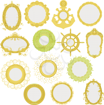 Royalty Free Clipart Image of Gold Frames