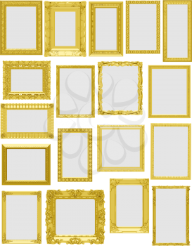 Royalty Free Clipart Image of Gold Frames