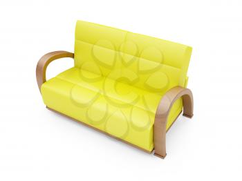 Royalty Free Clipart Image of a Yellow Couch