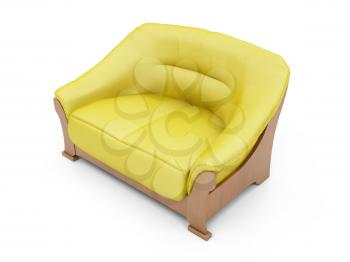 Royalty Free Clipart Image of a Yellow Couch