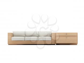 Royalty Free Clipart Image of a Couch and Table