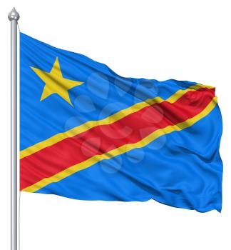 Royalty Free Clipart Image of the Flag of the Democratic Republic of the Congo