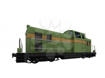 Royalty Free Clipart Image of a Green Diesel Train